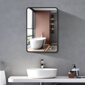[PICK UP ONLY ]24x30 inch Black Metal Framed Wall mount or Recessed Bathroom Medicine Cabinet with Mirror