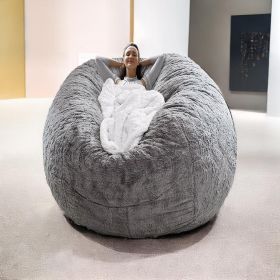 Bag Chair Cover(it was only a Cover; not a Full Bean Bag) Chair Cushion; Big Round Soft Fluffy PV Velvet Sofa Bed Cover; Living Room Furniture; L
