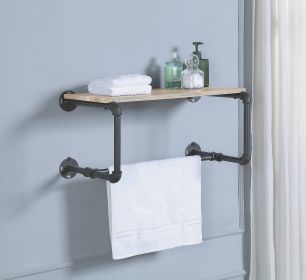 Mankato Oak and Sandy Grey Wall Rack with Shelf