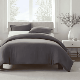 Serta Simply Clean Pleated Duvet Cover King (Option: King-Grey)