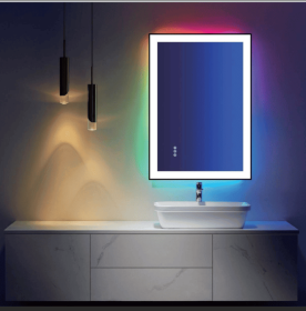This tempered glass bathroom mirror with anti-fog and anti-break features offers a rectangular frame for wall-mounted use. Featuring a metal fram (S1R12176UL48"x30": S1R121100UL48"x40")
