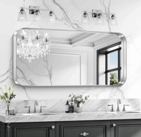 Rectangular metal-framed bathroom mirror with anti-fog and anti-breakage features (AAR5076Y20"x30": AAR5076Y20"x30")