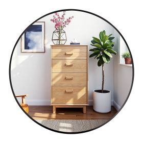 Round Mirror 24 inch, Circle Wall Mirror Metal Frame, Circle Bathroom Mirror, Circular Mirrors for Wall, Living Room, Bedroom, Vanity, Entryway (Color: Black)