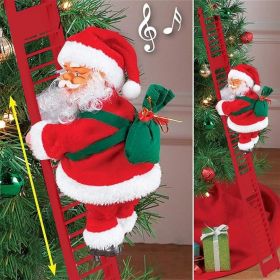 Christmas  Electric Climbing Santa with Music & LED Light (Color: Cred)