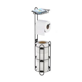 Toilet Tissue Paper Holder with Shelf for Bathroom (Color: Black, Type: Style B)