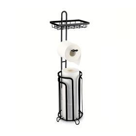 Toilet Tissue Paper Holder with Shelf for Bathroom (Color: Black, Type: Style A)